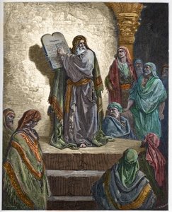Ezra o Escriba lê a Lei para o Povo - - Gravura em "A ilustração bíblica" de Gustave Dore (1832-1883) - Gravura em "A Bíblia Dore de Gustave Dore