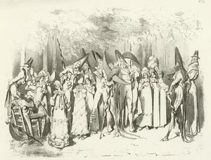 Modas sob o diretório 1798. O Incroyables (gravura) de Gustave Dore