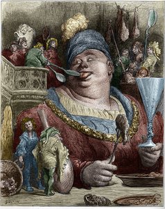 Gargântua personagem dos romances de François Rabelais (1494-1553), escritor francês. Ilustração de Gustave Dore (1832-1883). de Gustave Dore