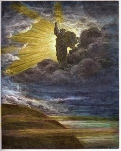 Deus criando a luz - A Criação da Luz - Antigo Testamento (Gênesis) - Criação da luz - Gravura em "A ilustração bíblica" de Gustave Dore (1832-1883) - Gravura em "A Bíblia Dore de Gustave Dore
