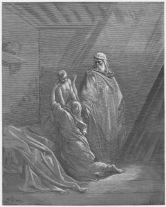 Gustave Dore Bíblia: Elias levanta o filho da viúva de Sarepta de Gustave Dore