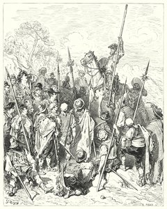 Gustave Dores Dom Quixote: "De acordo com as leis de armas, vocês realmente se ferem, ao se acharem ofendidos" (gravura) de Gustave Dore