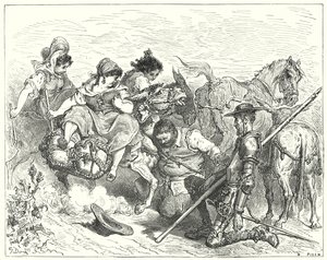 Gustave Dores Dom Quixote: "Dom Quixote olhou com olhos duvidosos e desconsolados a criatura a quem Sancho chamou de rainha e dama" (gravura) de Gustave Dore