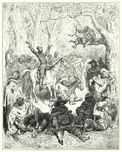 Gustave Dores Dom Quixote: "Dom Quixote, montado em Rozinante, declamando muito copiosamente contra o seu modo de vida" (gravura) de Gustave Dore