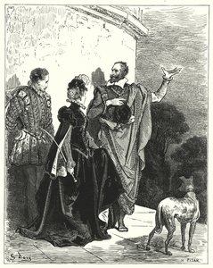 Gustave Dores Dom Quixote: "Ele conheceu o duque e a duquesa com seus sentimentos, e implorou sua licença para partir" (gravura) de Gustave Dore