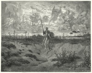 Gustave Dores Dom Quixote: Ele viajou quase todo aquele dia (gravura) de Gustave Dore
