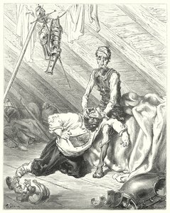 Gustave Dores Don Quixote: "Ele acreditava que a sua última hora tinha chegado" (gravura) de Gustave Dore