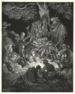 Gustave Dores Dom Quixote: "Oh, idade feliz", gritou ele, "a que os nossos primeiros pais chamavam a idade do ouro!" (gravura) de Gustave Dore