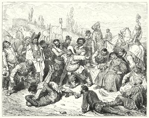 Gustave Dores Dom Quixote: "Sancho Panza sozinho se irritou, se aborreceu até a morte e se delirou como um louco" (gravura) de Gustave Dore