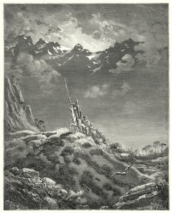 Gustave Dores Don Quixote: "Rumo ao reino de Micomicon" (gravura) de Gustave Dore