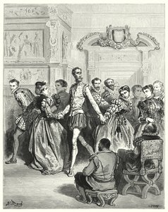 Gustave Dores Dom Quixote: "Duas damas fizeram a sua corte principalmente a Dom Quixote" (gravura) de Gustave Dore
