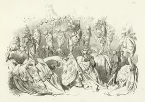 Vestidos de cabeça no Reino de Luís XVI (gravura) de Gustave Dore