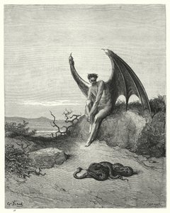 Ilustração de Gustave Dore para Miltons Paradise Lost, Livro IX, linhas 182, 183