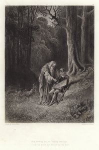 Ilustração para Vivien por Alfred Tennyson de Gustave Dore