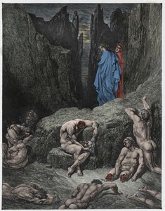 Inferno, Canto 29: Virgil reprova a curiosidade de Dante, ilustração de "The Divine Comedy" de Dante Alighieri, 1885 de Gustave Dore