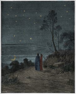 Inferno, Canto 2: O céu escuro da primeira noite, ilustração de "A Divina Comédia" de Dante Alighieri, 1885 de Gustave Dore