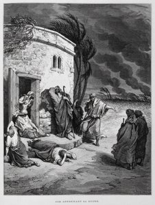 Job compreende a sua ruína, Ilustração da Bíblia de Dore de Gustave Dore