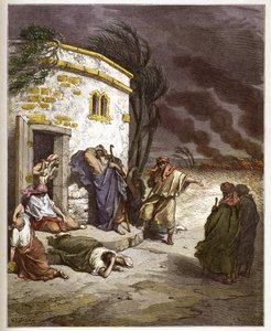 Ouvir de Jó a sua ruína - Job learant sa ruine - - gravura em "The Bible illustree" de Gustave Dore (1832-1883) - gravura em "The Dore Bible" de Gustave Dore