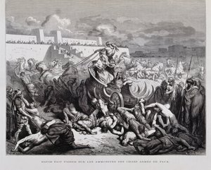O rei David castigando os amonitas , Ilustração da Bíblia de Dore de Gustave Dore