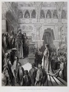 O rei Salomão recebe a rainha de Sabá, Ilustração da Bíblia de Dore de Gustave Dore