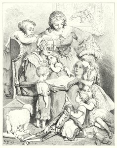 Leitura dos contos em família (gravura) de Gustave Dore