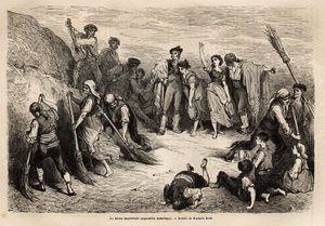 La seguidilla manchegas, ou dança improvisada, em Albacete (província do Canal da Mancha), muitos dançarinos de ambos os sexos, de diferentes locais, se encontram para executar passos de dança na galliegada (ou seja, para congelar uma figura antes de o mov de Gustave Dore