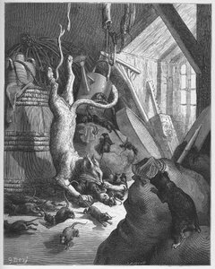 O gato e um rato velho - O gato e um rato velho - de "Fábulas" de Jean de La Fontaine de Gustave Dore