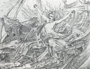 A vida e a morte atraem o destino da tripulação por sorteio. de Gustave Dore