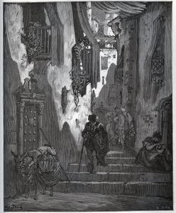 Luscinde envia um bilhete para Cardenio - de "Dom Quixote de la Mancha" de Miguel Cervantes (1547-1616) (Dom Quixote) - Lenhador após sorteio de Gustave Dore de Gustave Dore