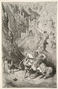 No caminho para a capela verde, de histórias dos dias do rei Arthur por Charles Henry Hanson, pub.1898 de Gustave Dore