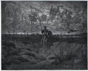 Nesta jornada, nosso novo aventureiro falou consigo mesmo - de “Don Quixote de la Mancha” de Miguel Cervantes de Gustave Dore