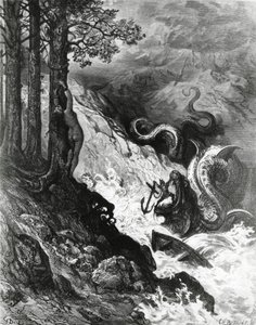 Orlando luta contra o orc, de The Frenzy of Orlando, de Paul Gustave Dore, ilustração de Gustave Dore