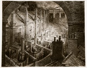 Over London - By Rail, de &39;London, a Pilgrimage&39;, escrita por William Blanchard Jerrold (1826-94) e gravada por Pannemaker, pub. 1872 de Gustave Dore