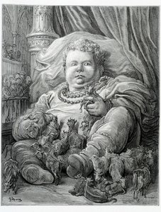 Pantagruel rodeia as vacas - em "Gargantua" de Rabelais, doente. Gustave Doré de Gustave Dore