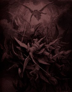 O Paraíso Perdido: Queda dos anjos rebeldes, o artista Doré de Gustave Dore