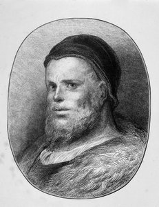 Retrato de Rabelais young - gravura, de Gustave Dore de Gustave Dore