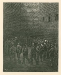 Prisioneiros no pátio de exercício da prisão de Newgate de Gustave Dore