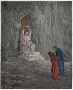 Purgatório, Canto 9: Dante e Virgílio nos portais do Purgatório, ilustração de "A Divina Comédia" de Dante Alighieri, 1885 de Gustave Dore