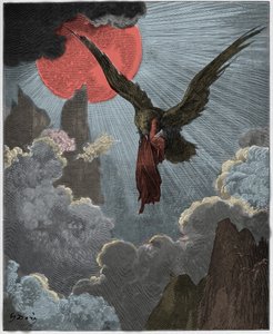 Purgatorio, Canto 9: Dante, em um sonho, é levado por uma águia, ilustração de "The Divine Comedy", de Dante Alighieri, 1885 de Gustave Dore