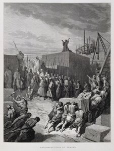 Reconstrução do Templo de Jerusalém, ilustração da Bíblia de Dore de Gustave Dore
