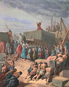 Reconstruindo o templo em Jerusalém, gravura por Gustave Dore de Gustave Dore