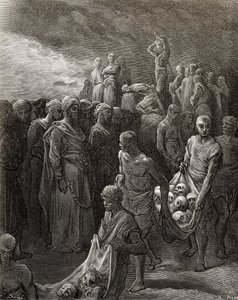 Richard I (1157-99), o Coração de Leão, massacra prisioneiros em represália, ilustração de "Bibliotheque des Croisades", de JF. Michaud, 1877 de Gustave Dore