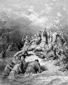 Richard Lion Heart entrega a cidade de Joppé - gravura de Gustave Doré de Gustave Dore