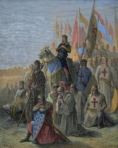 Saint Louis chega em frente a Damietta - Captura da cidade egípcia junto às travessias em 6 de junho de Gustave Dore