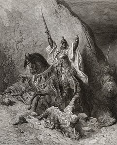 Saladin Yusuf (d.1173) Sultão durante a segunda cruzada, ilustração de "Bibliotheque des Croisades" por JF. Michaud, 1877 de Gustave Dore