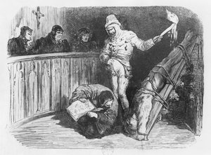 Cena da Inquisição, ilustração do &39;Essais&39; de Michel Eyquem de Montaigne (1533-92) (gravura) (foto bw) de Gustave Dore