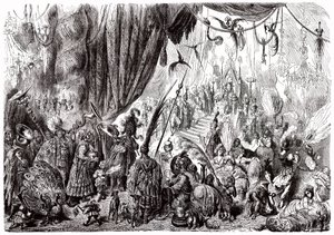 Sindbad, o marinheiro (Sinbad) - conto das mil e uma (1001) noites - ilustração de Gustave Dore - edição Maxwell 1865 - Sexta viagem: a corte do rei de Serendib de Gustave Dore