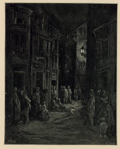 Moradias de favelas (gravura) de Gustave Dore