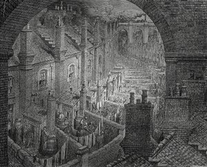 Favelas de Londres, gravura de Gustave Dore (1832-1883) de Gustave Dore