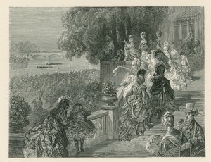 Espectadores assistindo uma corrida de barco de Gustave Dore